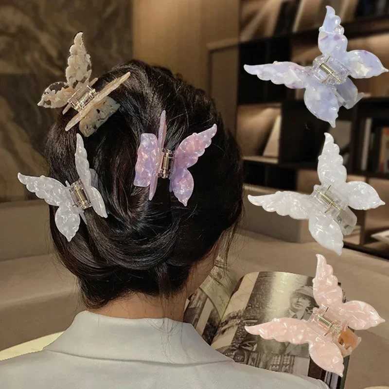 New French retro butterfly hair clip vinegar hair clip claw clip cute fairy gradient hair clip Y2504012