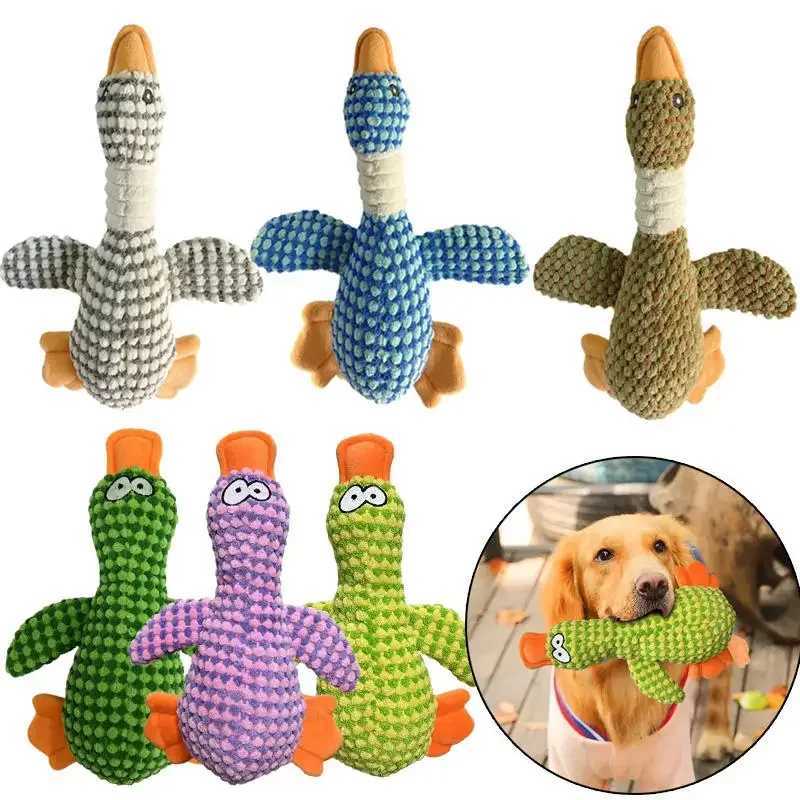 High Quality Cute plush dog toy pet duck squeezing toy puppy sound wild goose chewing toy small medium and large dog teeth cleaning T2504012