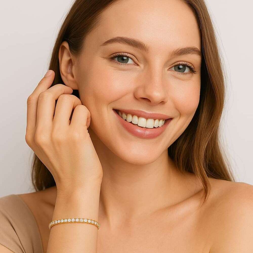 14K Gold/White Plated 2mm 3mm Cubic Zirconia Tennis Silver Bracelet, Gold Bracelet for Women | Classic CZ Bracelet| Size 6-8 Inch