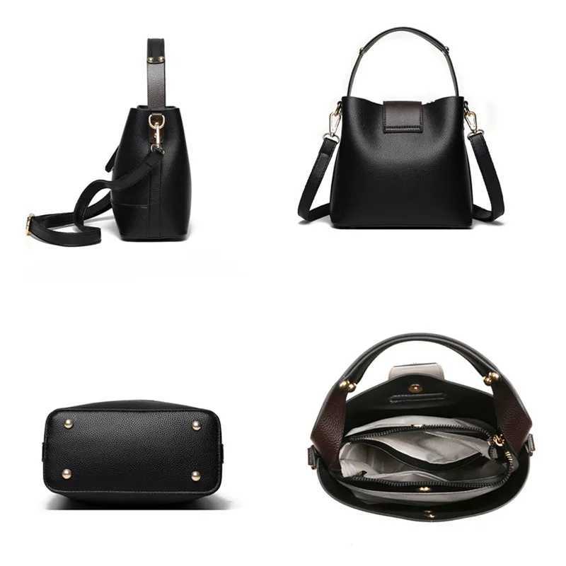 FI PU Leather Womens Handbag Brand Designer Womens Cross Body Bag New Luxury Casual Womens Small Bucket Bag and WalletXJ250412