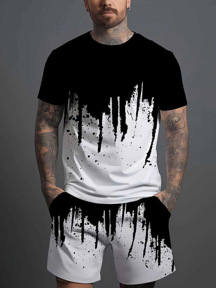 Summer Outdoor Street Fashion Mens T-shirt Daily Casual Mens Sports Shorts Mens T-shirtXJ250412