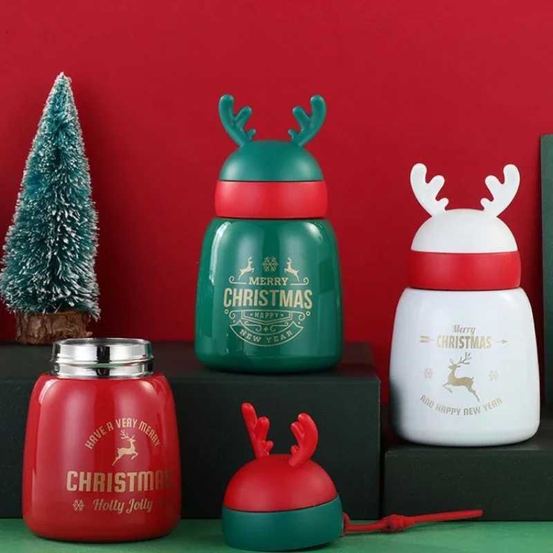 Christmas 300/330ml Christmas Thermos Cup Stainless Steel Coffee Bottles Cute Cartoon Antler Water Bottle Couple Cups Xmas New Year Gifts Y251112