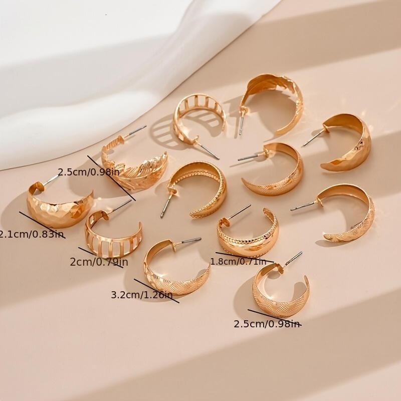 Exquisite Gold-Tone Hoop Earrings Set - Stylish and Versatile Jewelry for Women