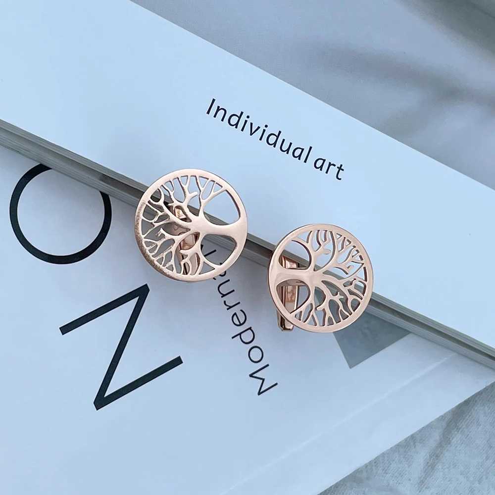 Round Tree of Life Sleeve Buckle Tie Clip Stainless Steel Tree Sleeve Button Luxury Design Mens Shirt Wedding Jewelry CharmT250412