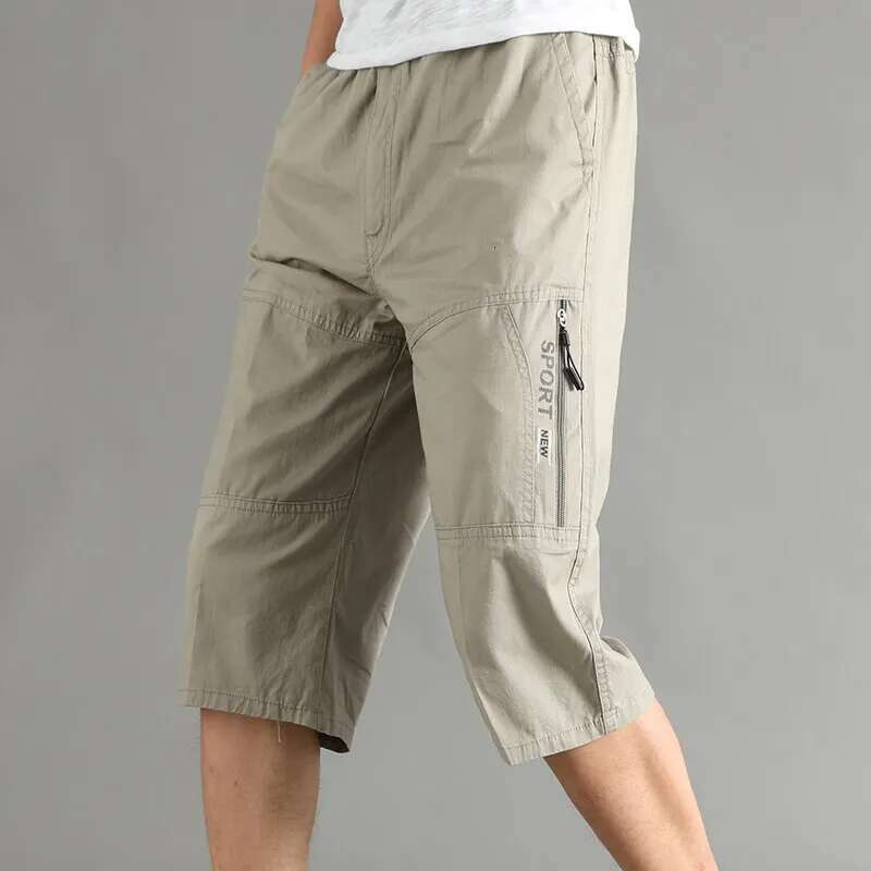 XL-6XL Men's Summer Pure Cotton Casual Shorts loose and Slimming Work Home Pants Large Pocket Zipper Decoration