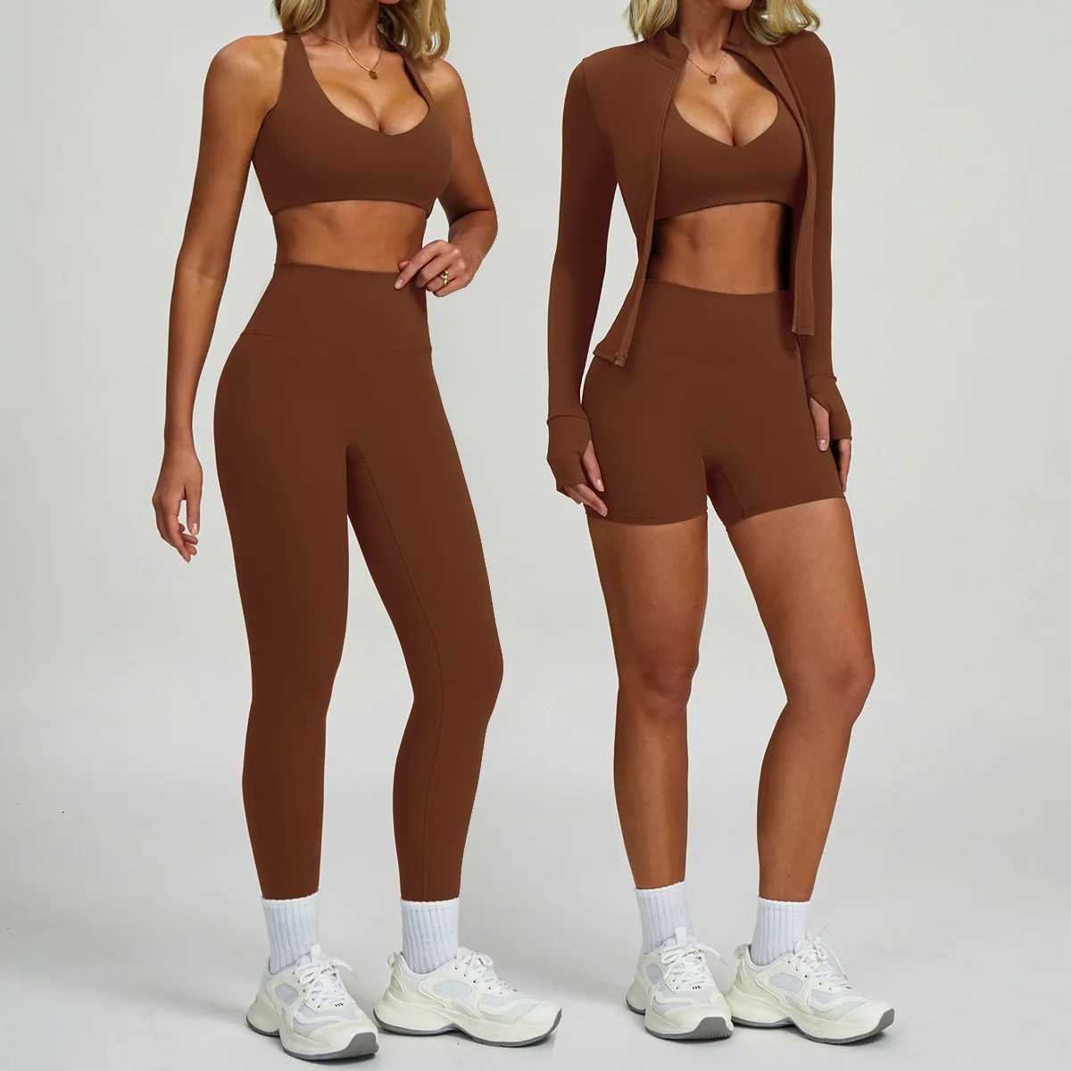 New Sportswear SeamLEss Yoga Set Gym Clothes Sportswear Long sLEeved Women FitnESS Set Tracksuits Sports Bra Gym LEggings J251112