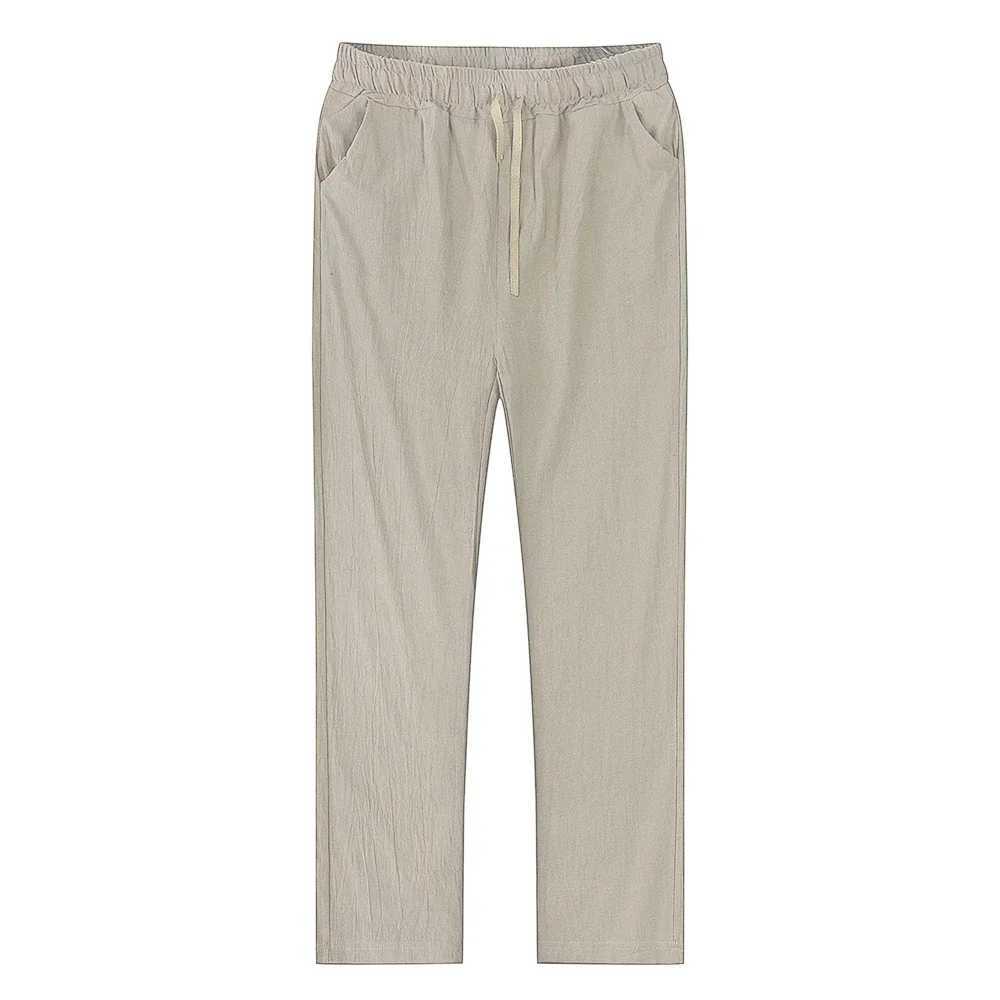 Mens cotton linen pants mens autumn new style breathable solid color linen pants fitness streetwear S-3XL W250411