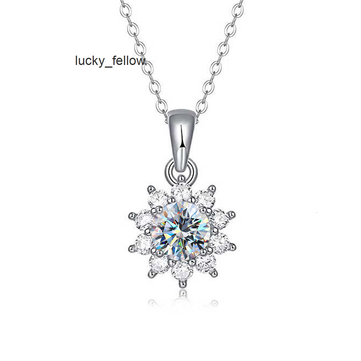 925 Sterling Silver Luxury Round Bag SNOW Necklace GRA Diamond Moissanite Pendant Necklace Women Wedding Fashion Jewelry