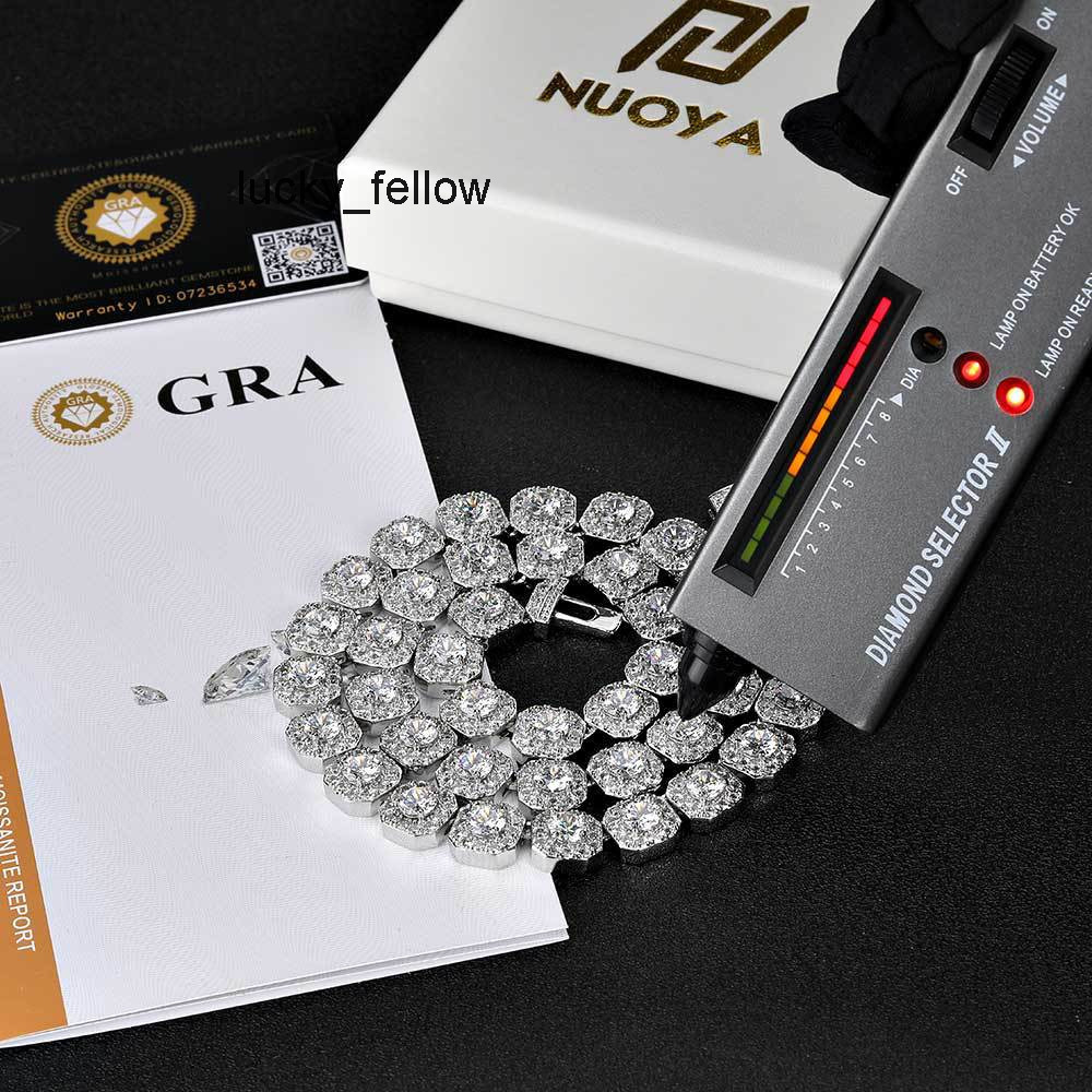 Hip Hop 925 Silver Necklace Hipster Personality Mosan Diamond Men Rock Candy Necklace Hip Hop Jewelry