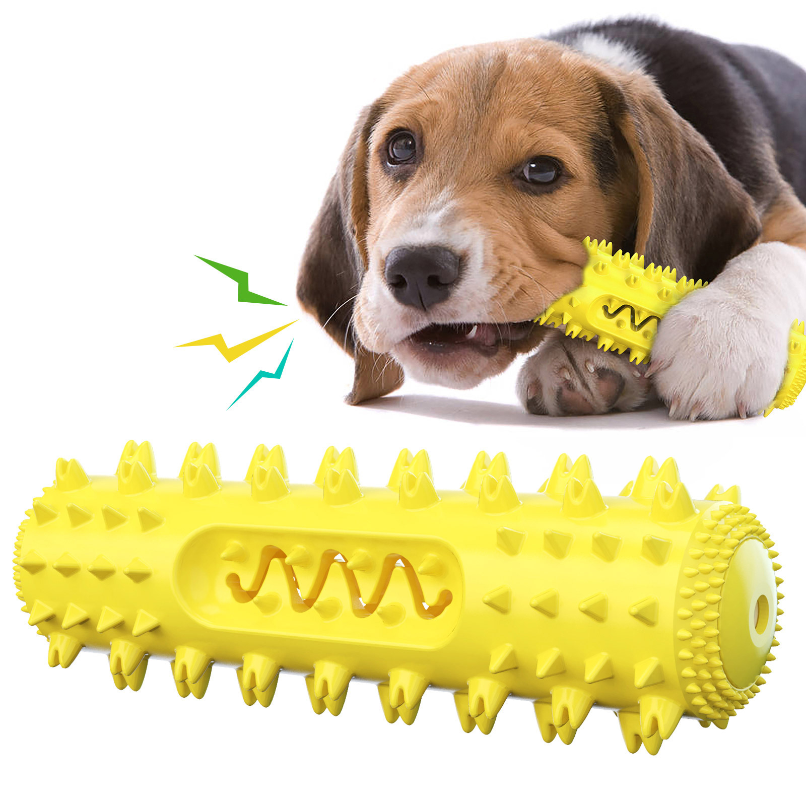 Voice activated dog toy, teething stick, teeth cleaning serrated dog toothbrush, leaking pet supplies