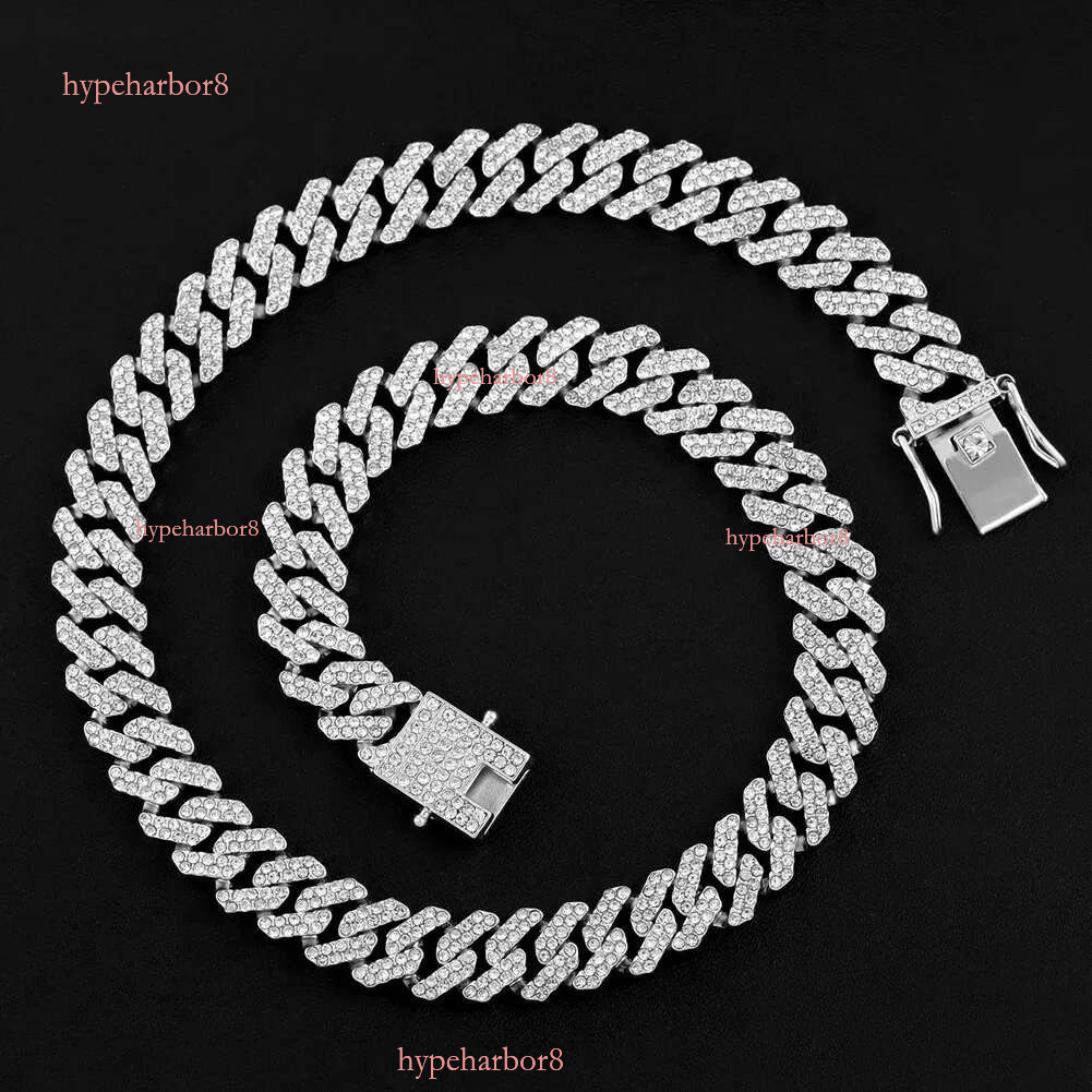 10MM Rose Gold Color Miami k Chain Iced Out Bg Rhie Cuban Choker Necklace Women Men Hip Hop Jewelry 240930