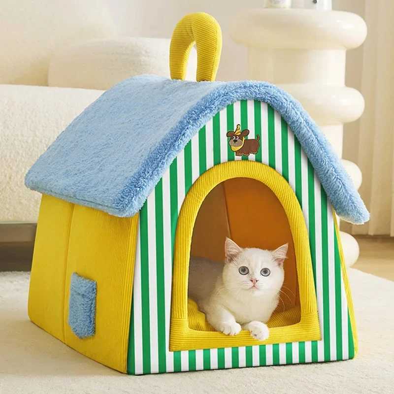 Foldable dog house dog house mattress is suitable for small and medium-sized dogs cats winter warm cat beds nest pet products basket pets and small do