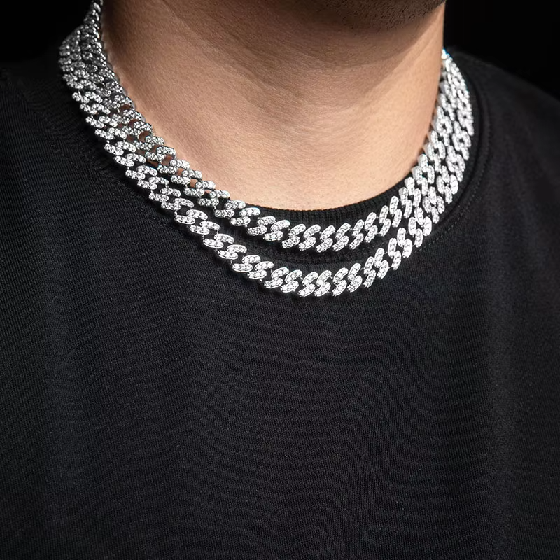 RTS Iced Out Sterg Sier Moissanite k Chains 18 20 Inches D VVS Cuban Chain Necklace for Gift