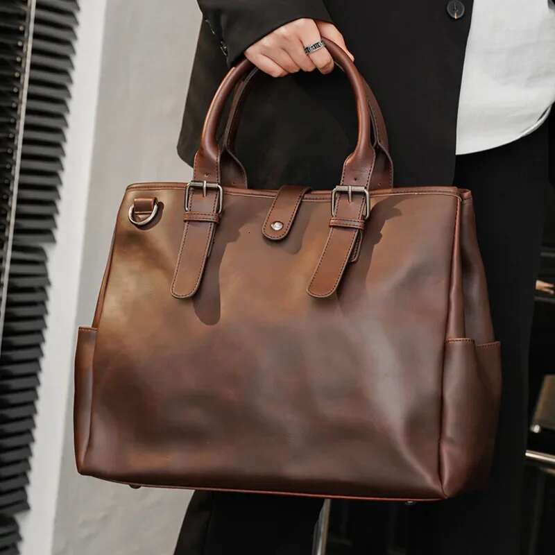 Designer Bag Retro Briefcase Men Large Capacity Top-Handle Bags With Strap Fashion Men's Crossbody Shoulder Messenger Bag Handbag