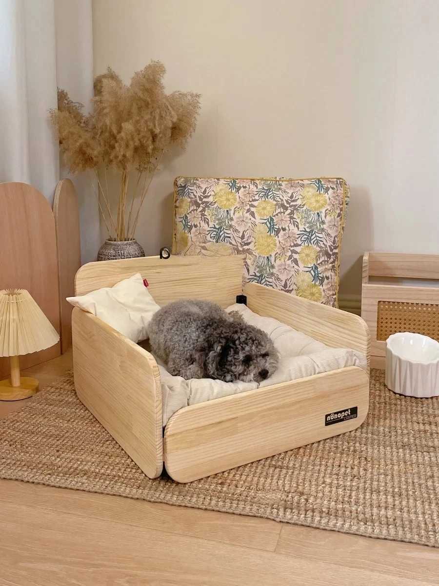 Pet solid wood dog and cat mini bed sofa pet bed mini dog X250412