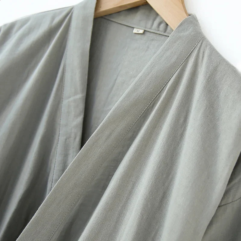 Japanese Kimono Nightgown Mens Light and Breathable Summer Spring Autumn Mens Long Kimono Nightgown Loose Robe for Men M L XL 250409