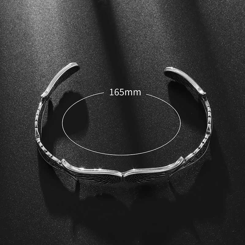 New Retro Creative Design Angel Wings Metal Open Bracelet Men Women Cool Glamour Party Bike JewelryC250411