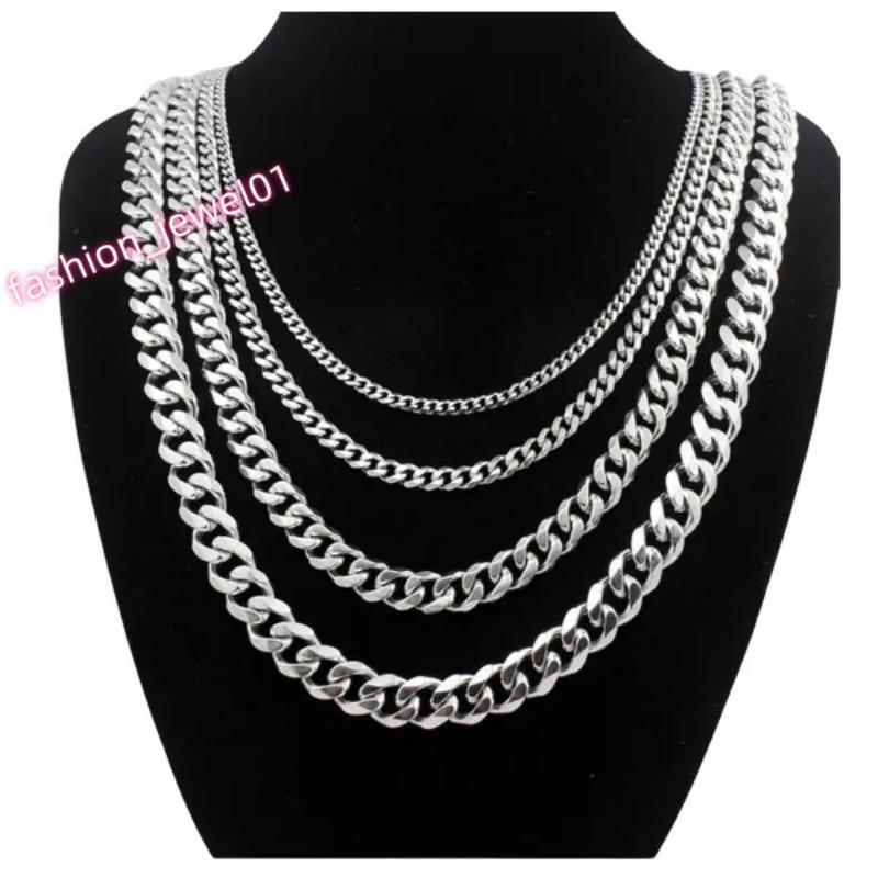 New High Quality 6mm/8mm/10mm/12mm Hip Hop Stainless Steel Titanium Steel Buckle Miami Link Necklace Men Women Cuban Chains