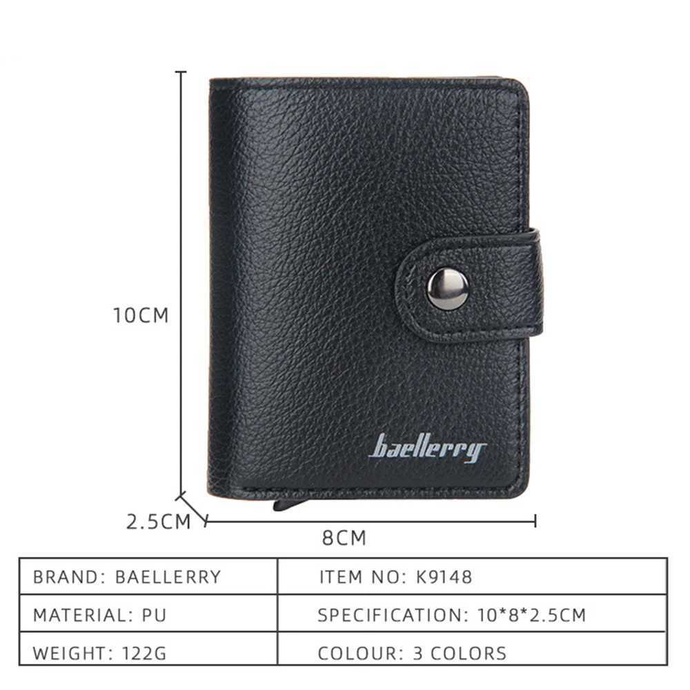 Beileli New RFID Card Clip Mens Short Wallet Name Carving Mens Wallet PU Leather Small Mens Pop up Wallet Z250411