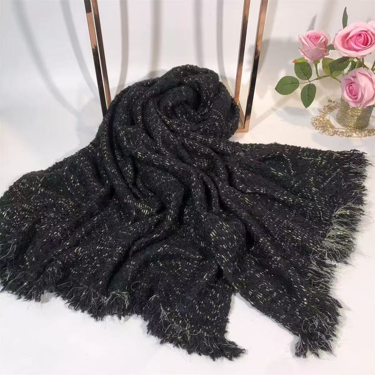 T458 solid color rectangular tassel thick autumn and winter cotton scarf neck shawl ladies versatile fashion warm cold