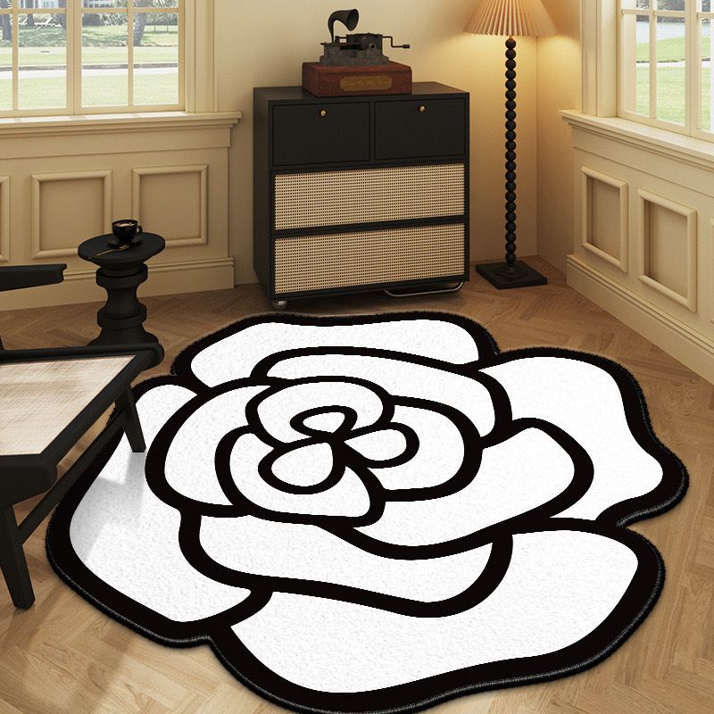 Designer Round Camellia Crystal Velvet Mat Luxury Living Room Bathroom Door Absorbent Quick-Drying Floor Rugs Household Non-slip Carpet H260226