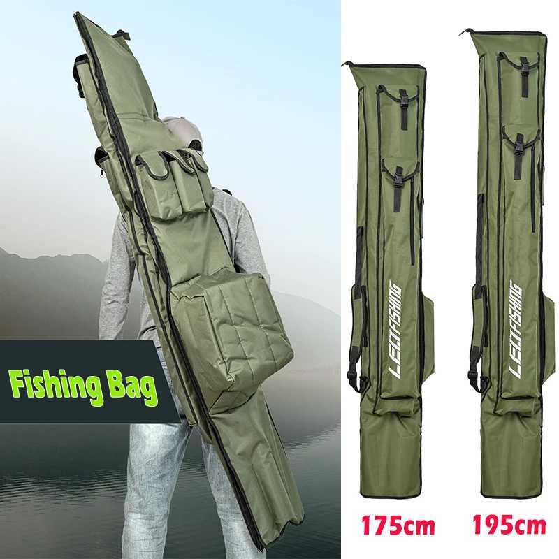 175/195CM Carp Fishing Rod Long Bag 1000D Oxford Protable Foldable Storage Case Large Waterproof Fishing Lure Tackle Bag Z250411
