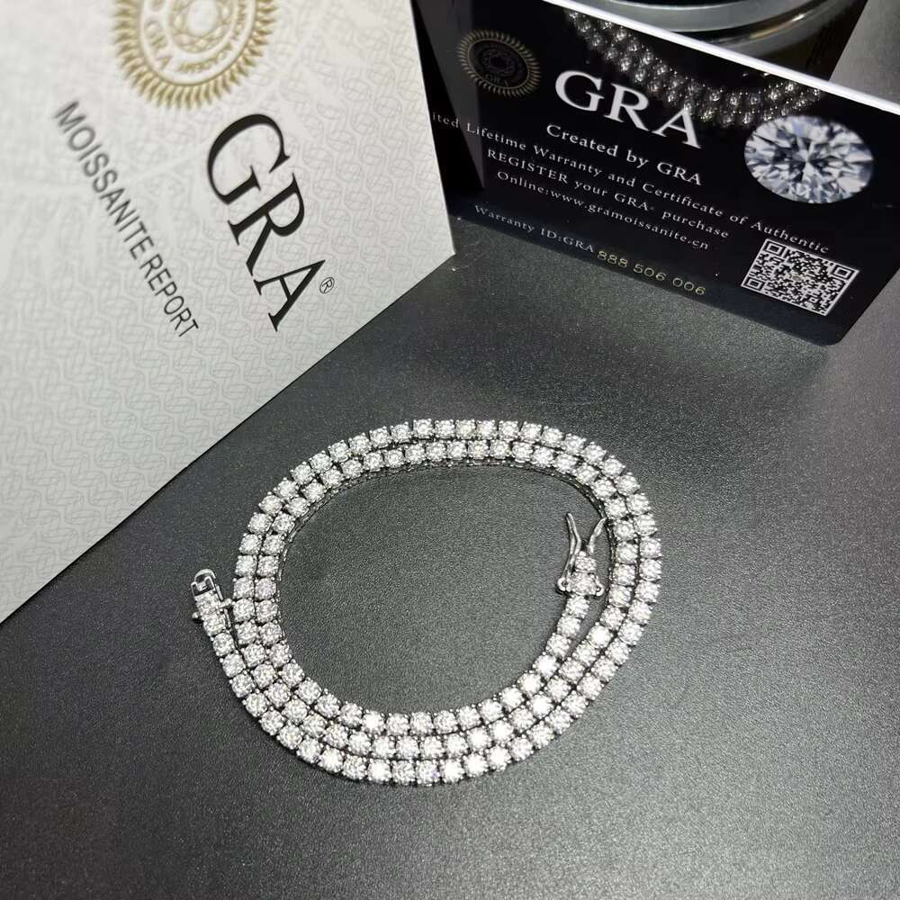 Men Gorgeous Women Gold Tennis Chain Ice Moissanite Diamonds Hip Hop Choker Chain Necklace 925 Silver Jewelry Bracelet for Men