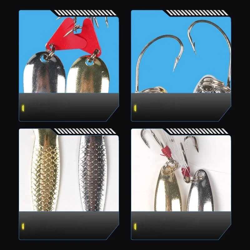 Fishing Lure Kit 16 pcs sets Trolling Jigging Lure Metal Spoon For Bass Pike Crank Tackle Accessories With Box Wobblers Kit Z250411