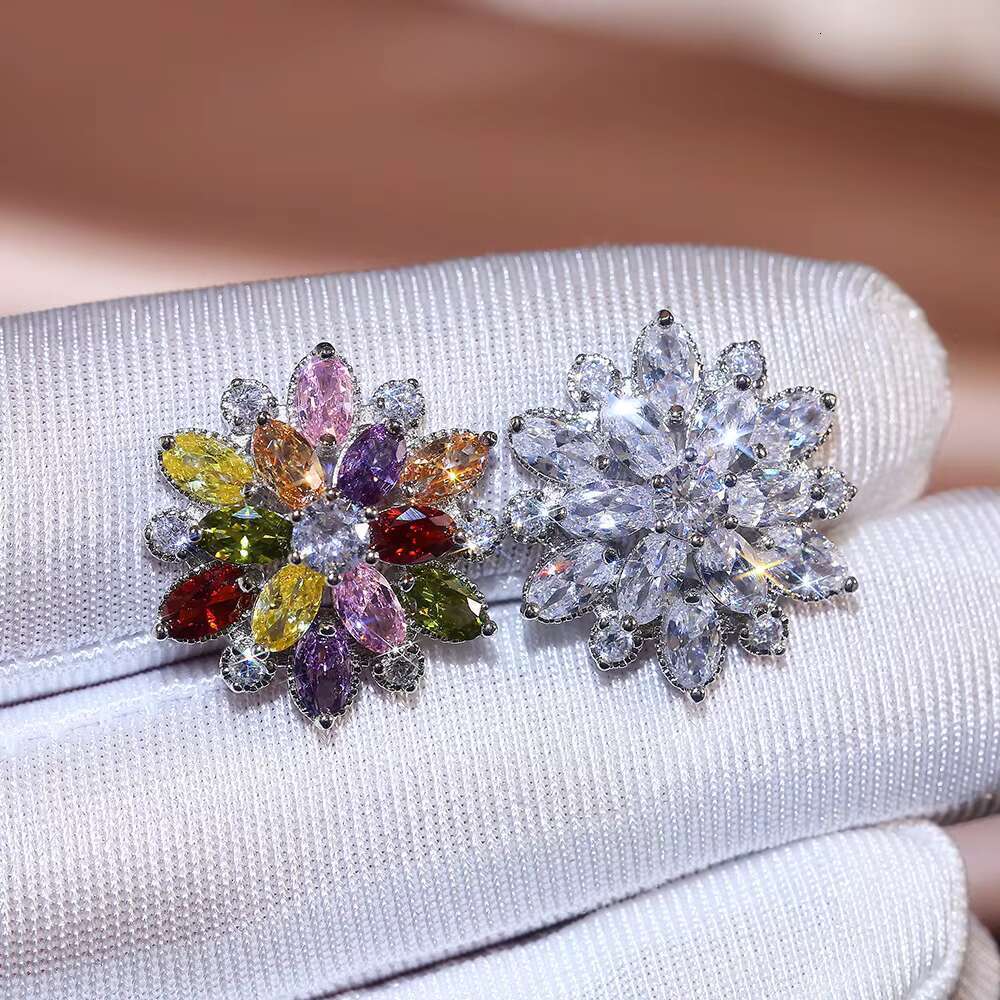 Sun wer Multi Colors Stud Earrings for Women Cubic Zirconia wers Wedding Bridal Earring