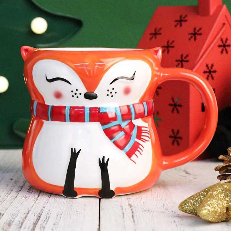Christmas Christmas Ceramic Mug Cute Cartoon Animal Embossment Novelty Design Eco-friendly Water Cup For Tea Coffee Festive Gift Y251112