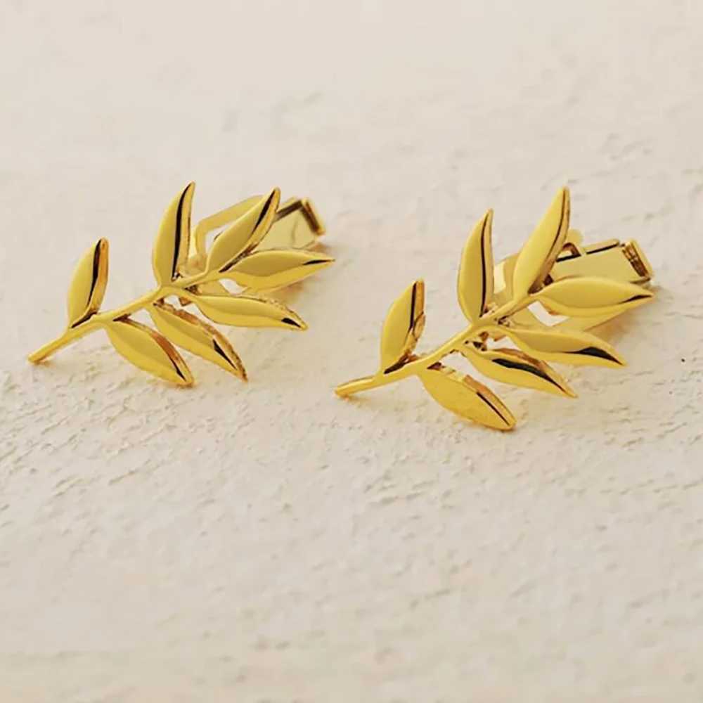 Personalized olive branch pattern cufflinks fashionable stainless steel customized cufflinks Fathers Day husband giftT250412