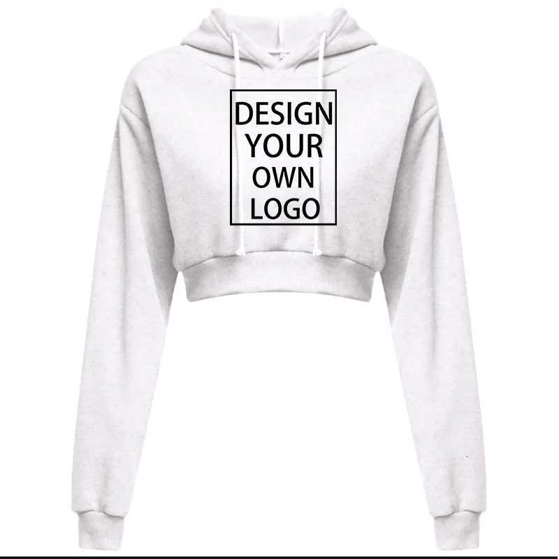 POD customization Customized New Fashion Women Hoodie Sweatshirt Short Top Coat Sport Pullover Hooded Tops Female Autumn Winter Crop Top HoodieT251112
