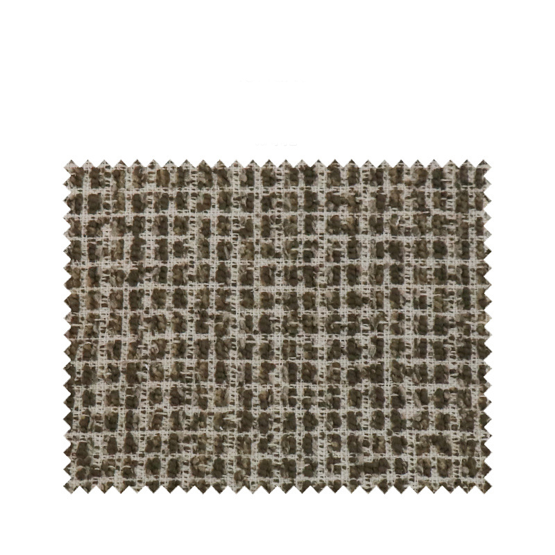 T0396 Waffle Yarn-dyed Jacquard Chenille Cocoa Color Semi-Blackout Curtain Niche Designer Style