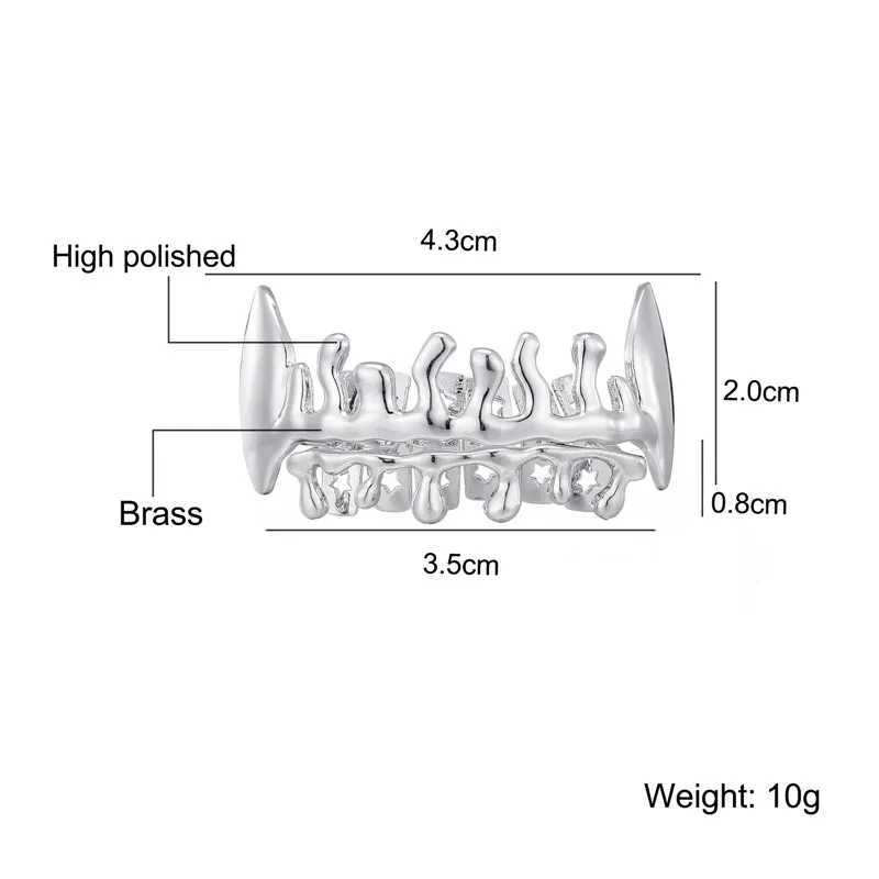 D Z New Tooth Scrub Set suitable for unisex top bottom mouth gold silver tooth scrub tooth cap removable teeth fashion jewelry W250412