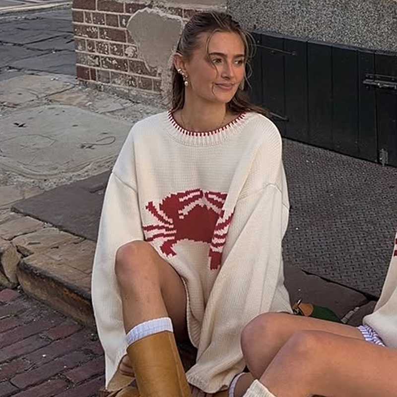 Women's pullover sweater long-sleeved loose-fitting round-neck stylish and versatile cute comfortable best-selling sweater is perfect for festiva