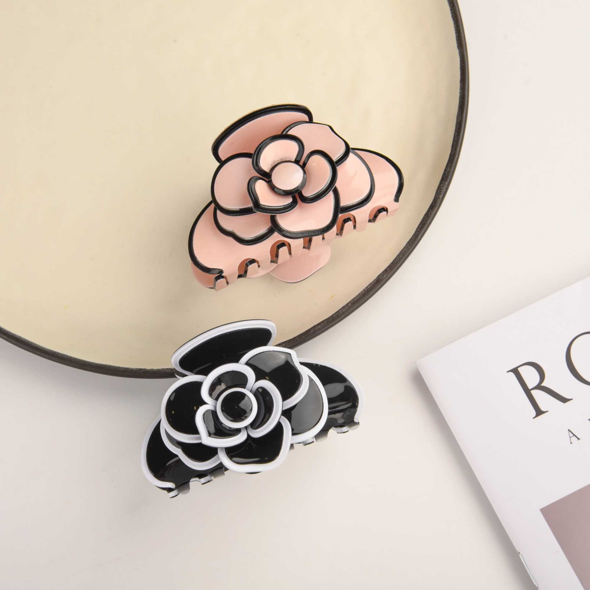 Muweordy French Camellia Hair Claw Personalized Design Acetate Claw Clips Flower Crab Hairpin Female Hairpin Y2504012