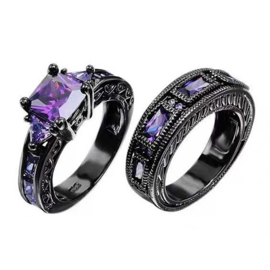 Free sale luxurious and popular retro black and purple zircon rings accessories gifts.XJ250412