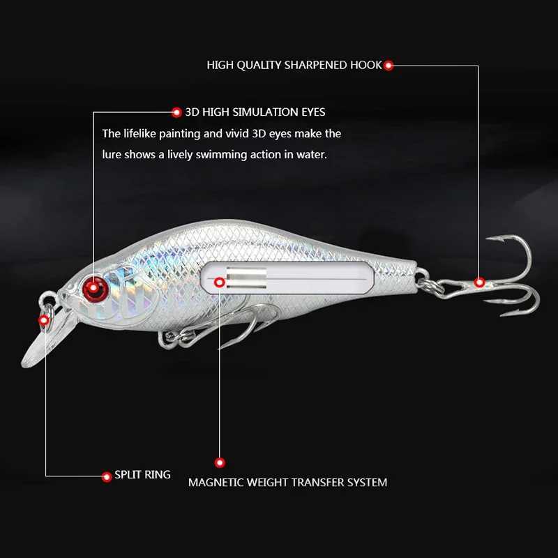 1 Pc Minnow Fishing Lure 8cm 9g Crankbaits Wobblers Perch 3D Eyes Artificial Hard Bait Pike Carp Bass Floating Swimbait Pesca Z250411