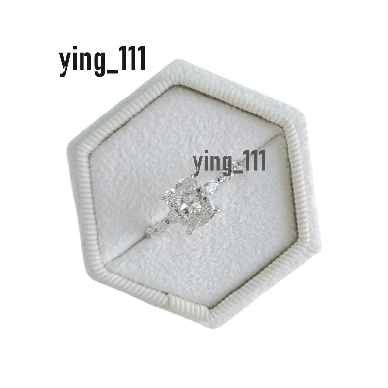 Jewelry 2.0 Carat Elongated Cushion CVD HPHT Lab Diamond Engagement Ring 14K White Solid Gold With Marquise Side Lab Diamond Wedding Ring For Women