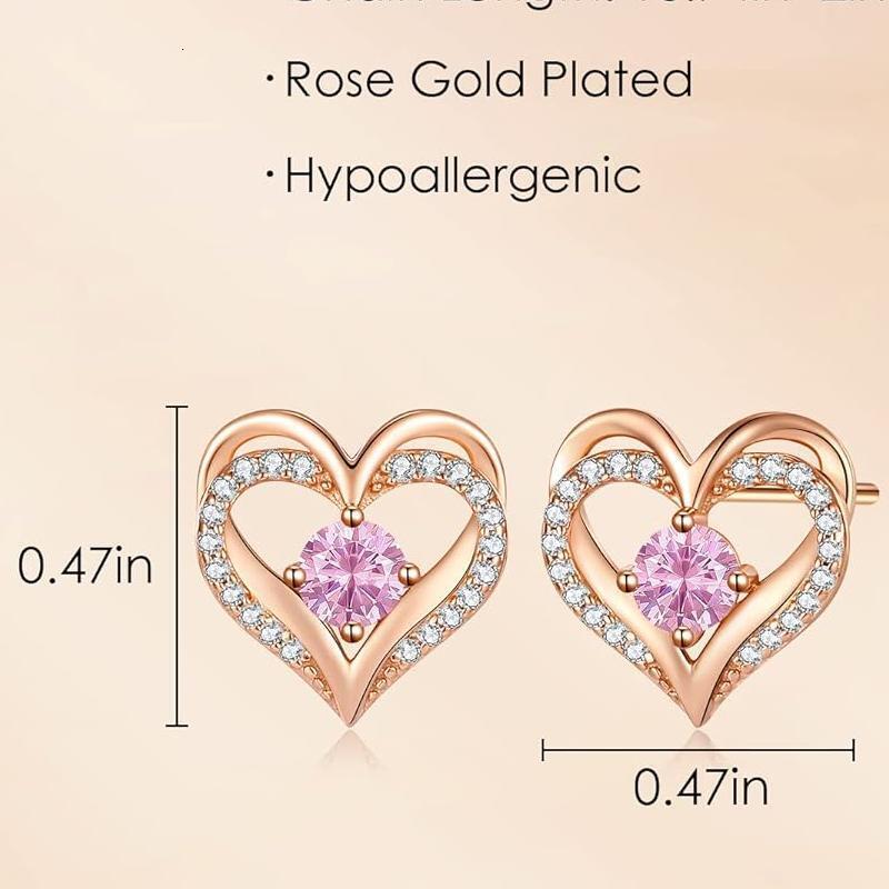 Forever Love Women's Earrings, Sterg Sier Birthstone Heart Stud Earrings Mother's Day Anniversary Birthday Jewelry Gift for Women, Wife and 