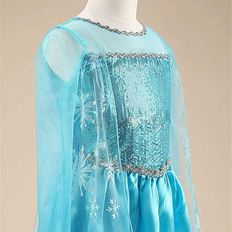 Disney Elsa Costume for Girls 2024 Carnival Party Snow Queen Luxury Role Playing Costume Birthday Party Costume Elsa Princess 3-10Y Childrens DressXJ2