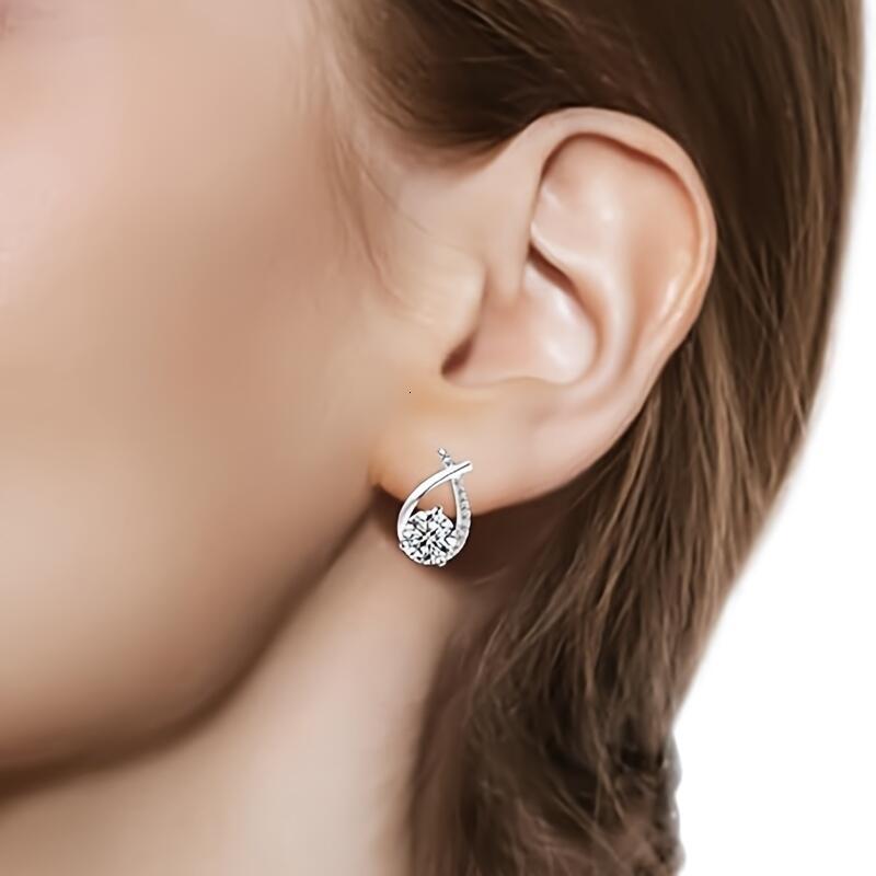 2-2.4 CT Moissanite D Color VVS1 Clarity Round Cut Lab Created Dia Sterg Sier White Gold Plated Minimalist Mermaid Tail Earrings