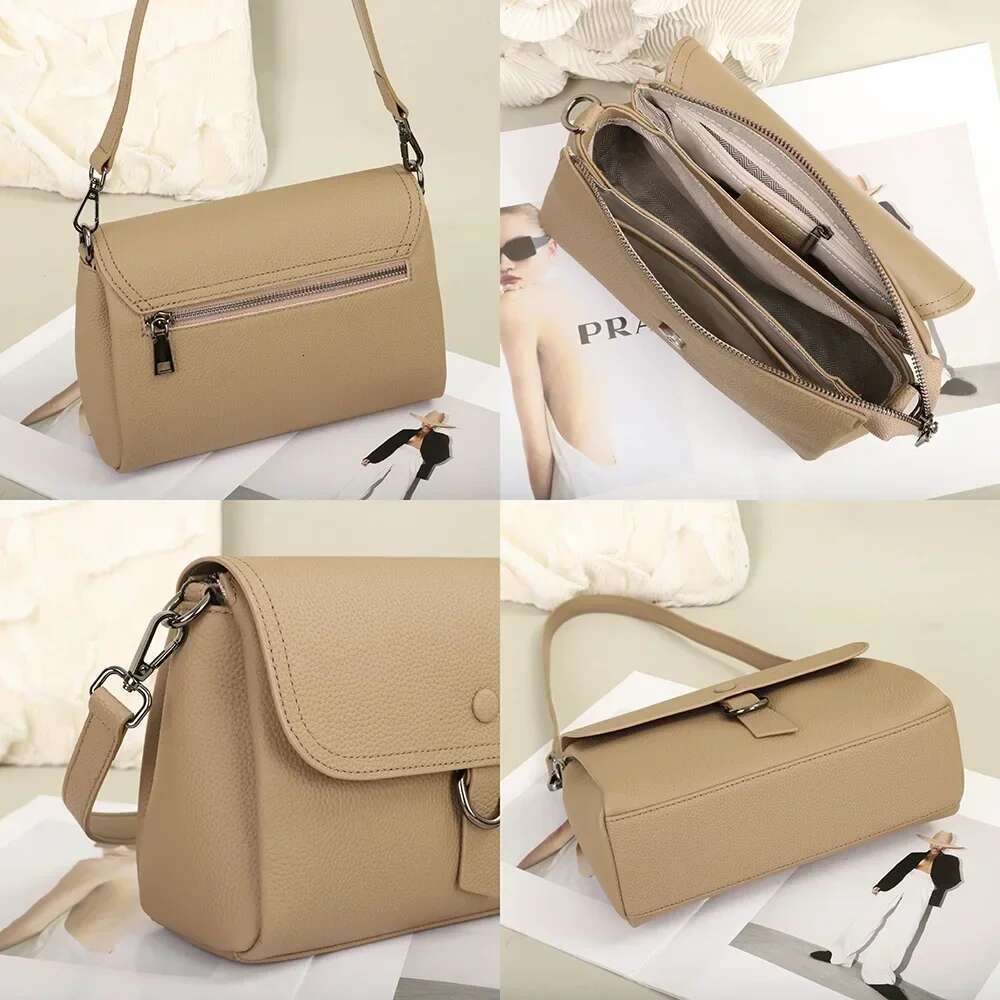 Designer Bag Women's Genuine Leather Underarm Square Handbag Solid Versatile Real Cowhide Multi Compartment Single Shoulder Bag