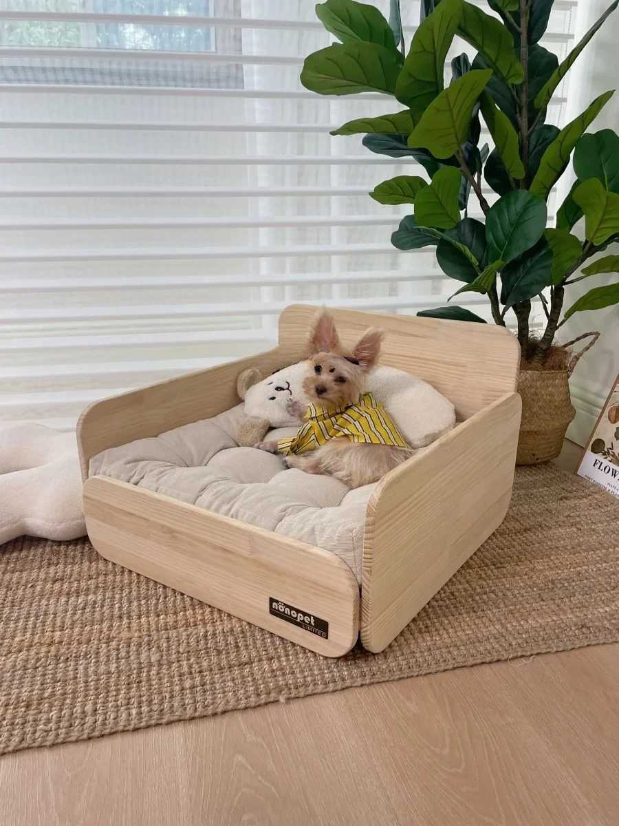 Pet solid wood dog and cat mini bed sofa pet bed mini dog X250412