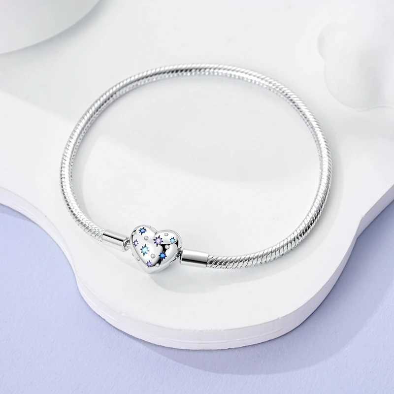 Original 925 Silver 17-20CM Heart Shaped Star Moon Snowflake Butterfly Bracelets For Women Fit DIY Charms Birthday Jewelry GiftsC250411