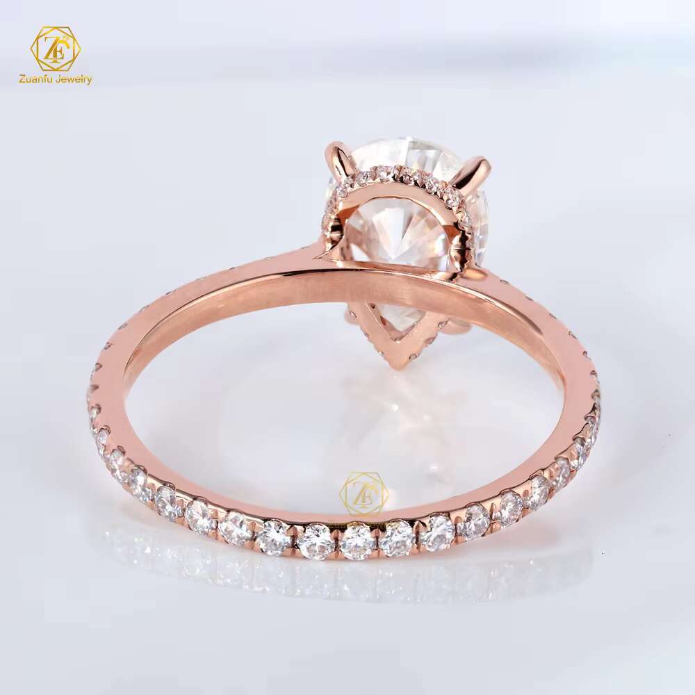 Customizable 7x10MM Pear Moissanite Ring 18K Solid Gold Wedding Engagement Fine Jewelry Moissanite Diamonds Rose Gold Explosion