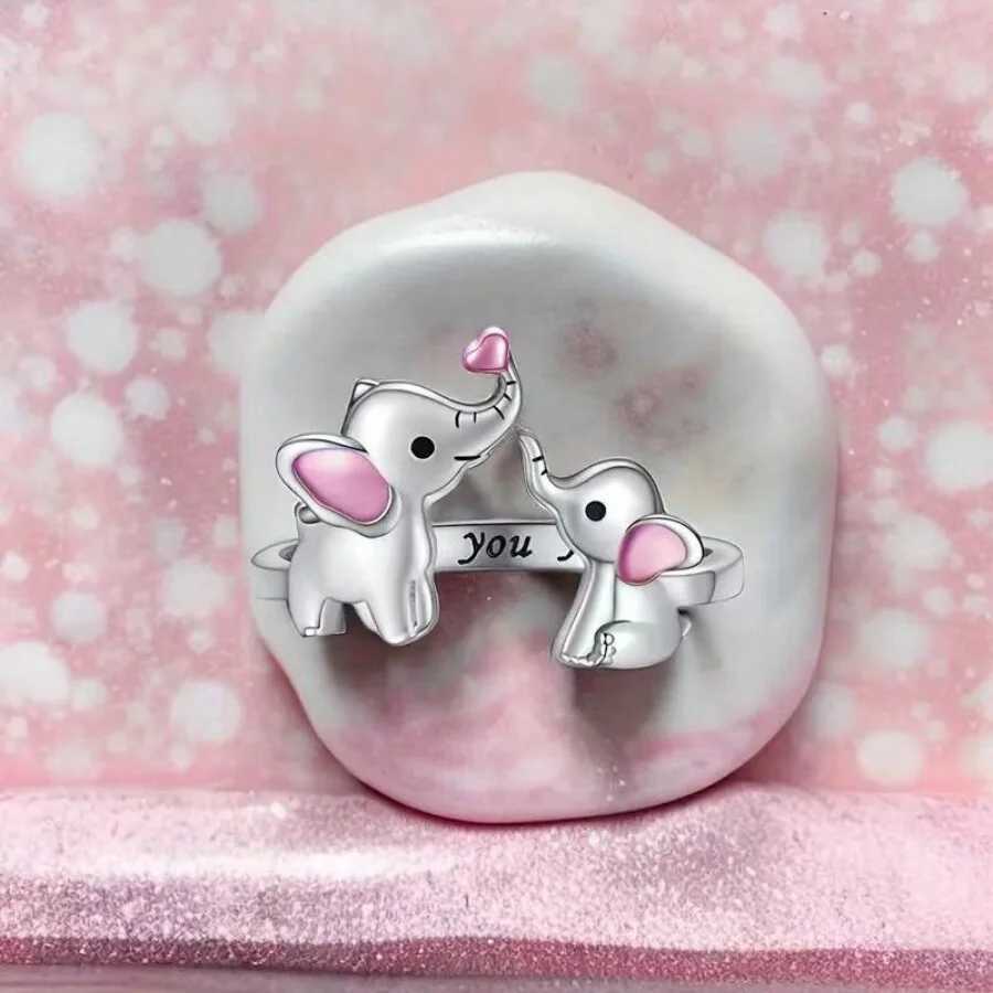 1 European and American style elephant and heart-shaped adjustable couple ring a gift for girlfriends on datesXJ250412
