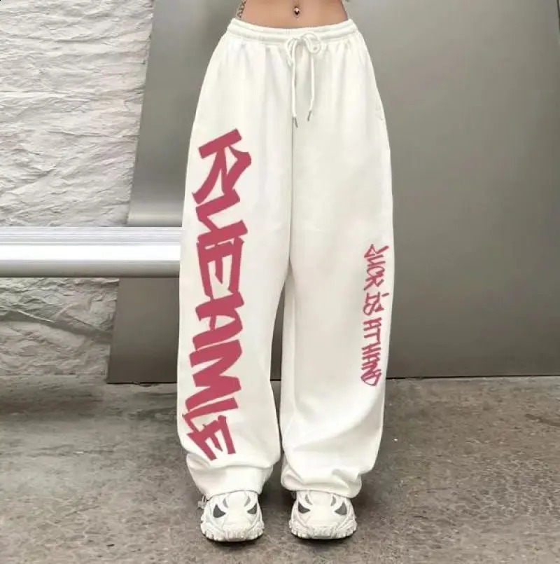 Street Dance Hip Hop Womens Sports Pants High Waist Letter Printing Y2K Trouser Summer Collection Retro Womens Pants 250408