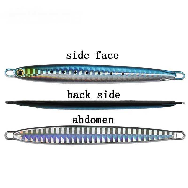 1Pc Long Metal Jig Fishing Lure Slow Cast Jigging Spoon 10G 20G 30G 40G 60G Sea Bass Lure Artificial Bait Fishing Gear Z250411