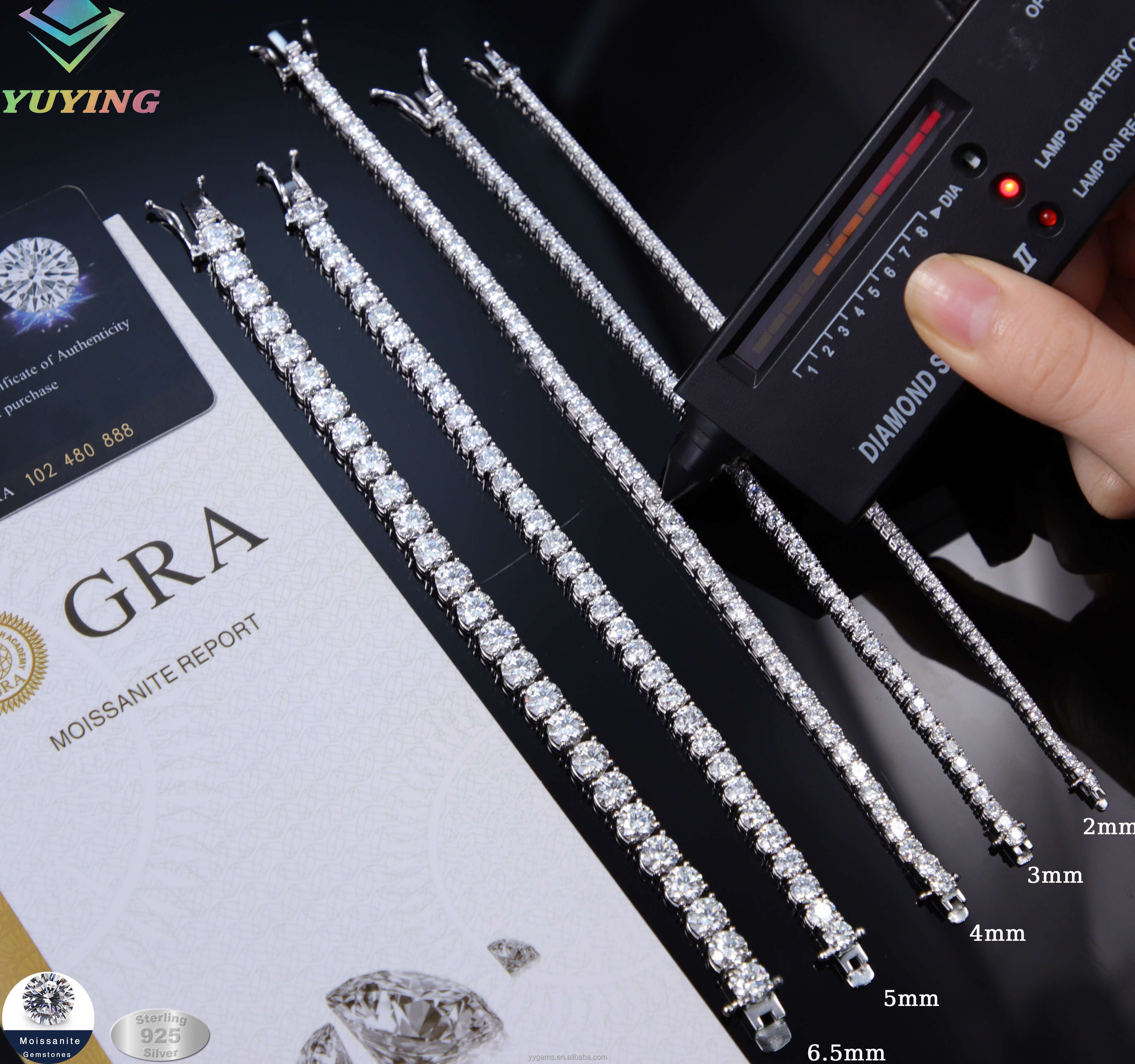 Factory Price Hiphop Jewelry 925 Silver 18K Gold Plated Pass the Diamond Tester D/VVS Moissanite Tennis Chain Bracelet
